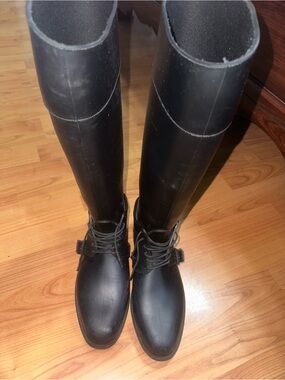 Givenchy Black Tall Lace-Up Rain Boots